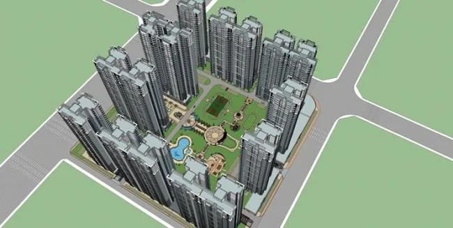 Sketchup住宅模型|高层住宅小区，现代风格，底层商业，商业综合体，景观设计