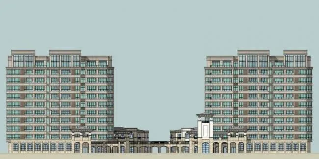 Sketchup住宅模型|高层住宅小区，沿街商业，底层商业，居住建筑，新古典风格