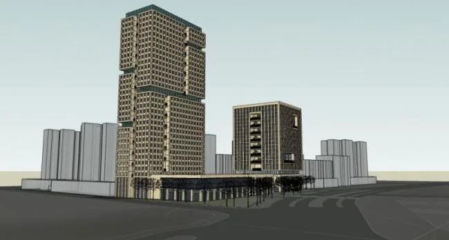 Sketchup办公模型|超高层办公楼，现代风格