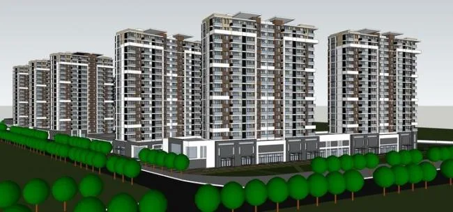 Sketchup住宅模型|高层住宅小区，居住建筑，现代风格