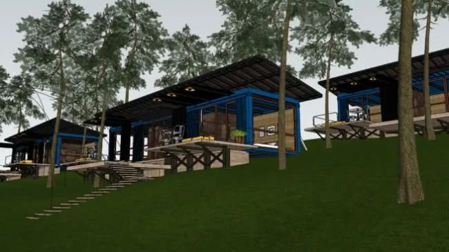 Sketchup住宅模型|集装箱住宅，现代风格