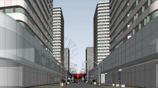 Sketchup住宅模型|高层公寓住宅，底层商业，现代风格，居住建筑