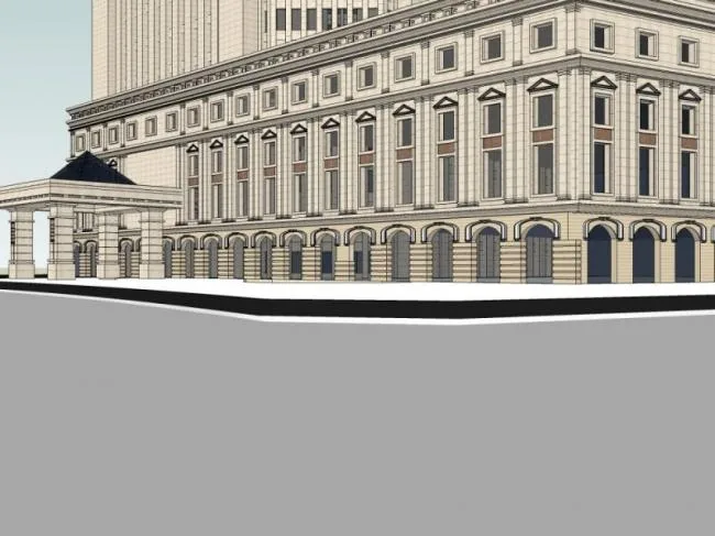Sketchup办公模型|高层办公楼，古典风格