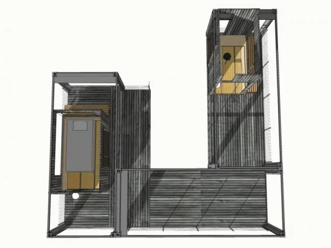Sketchup住宅模型|集装箱住宅，现代风格，居住建筑