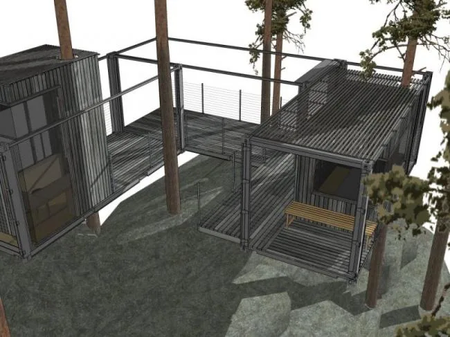 Sketchup住宅模型|集装箱住宅，现代风格，居住建筑