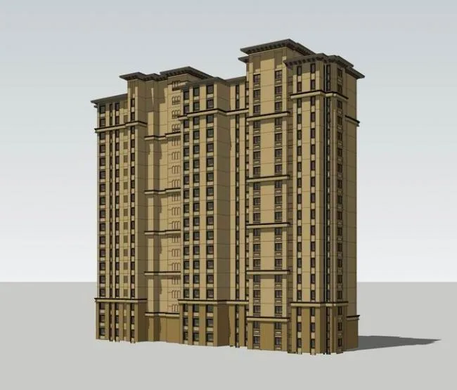 Sketchup住宅模型|高层住宅，居住建筑，欧式风格，古典风格