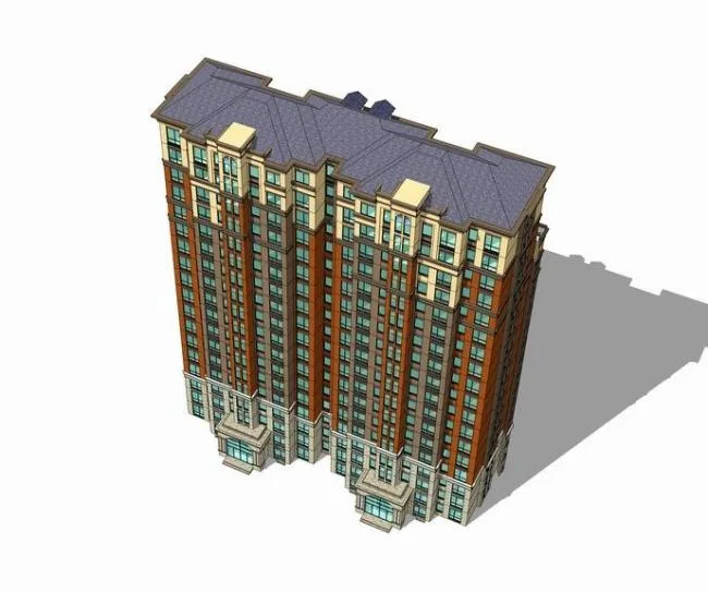 Sketchup住宅模型|高层住宅，居住建筑，法式古典风格
