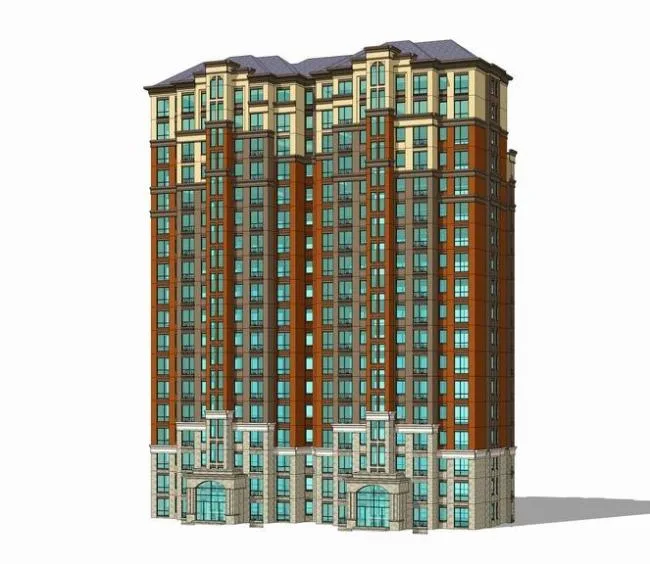 Sketchup住宅模型|高层住宅，居住建筑，法式古典风格