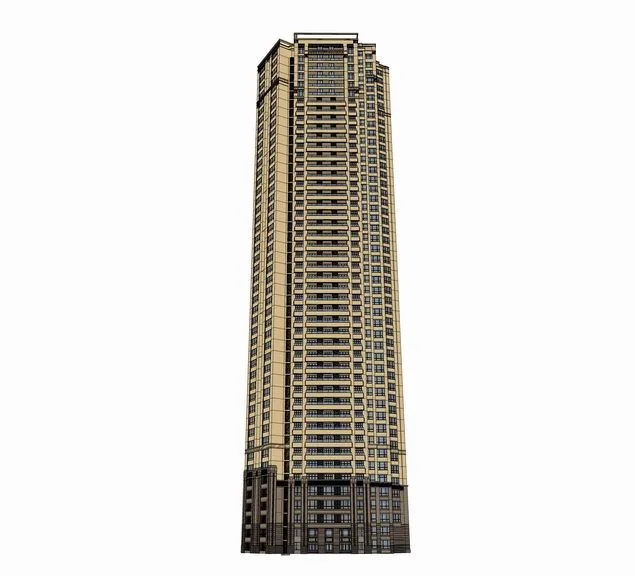 Sketchup住宅模型|超高层公寓，古典风格，居住建筑
