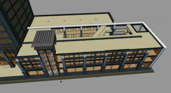 Sketchup办公模型|高层办公楼，底层商业，现代风格