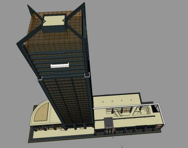Sketchup办公模型|高层办公楼，底层商业，现代风格
