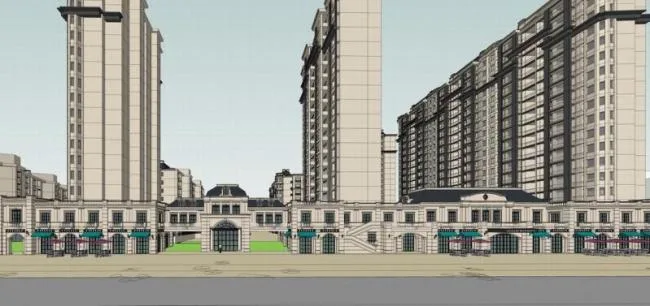 Sketchup住宅模型|高层住宅，法式古典风格，居住建筑