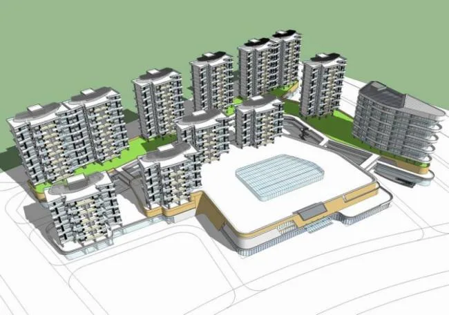 Sketchup住宅模型|多层住宅公寓，商住楼，现代风格，居住建筑