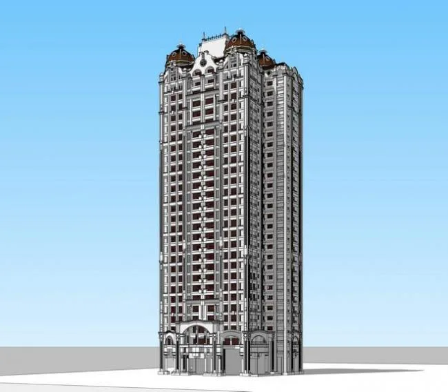 Sketchup住宅模型|古典风格，高层住宅，居住建筑