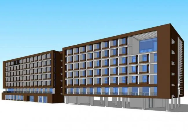 Sketchup住宅模型|多层学校宿舍公寓，现代风格