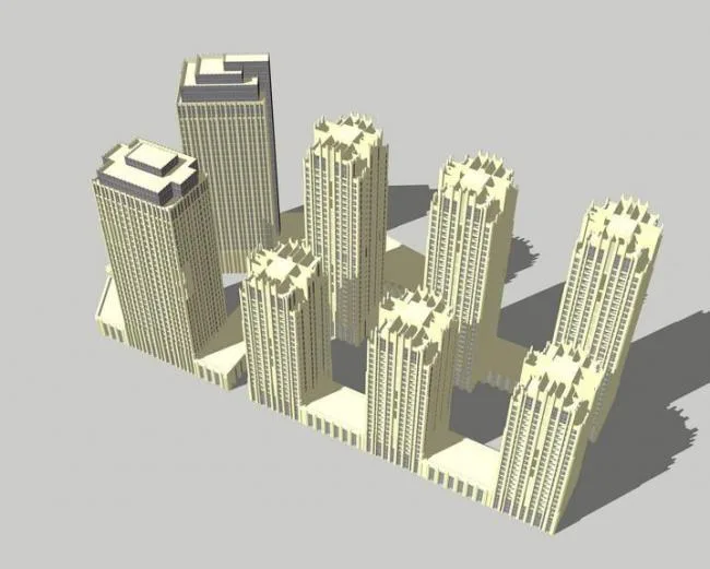 Sketchup住宅模型|高层住宅，ArtDeco风格，古典风格，居住建筑