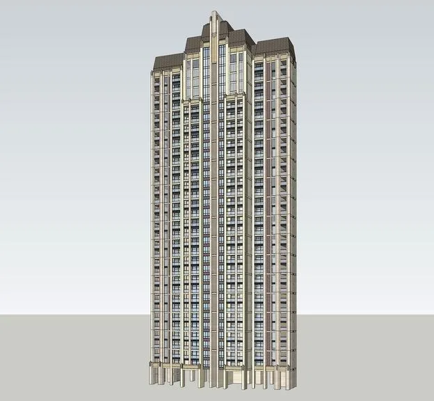 Sketchup住宅模型|高层住宅，法式风格，新古典风格，居住建筑