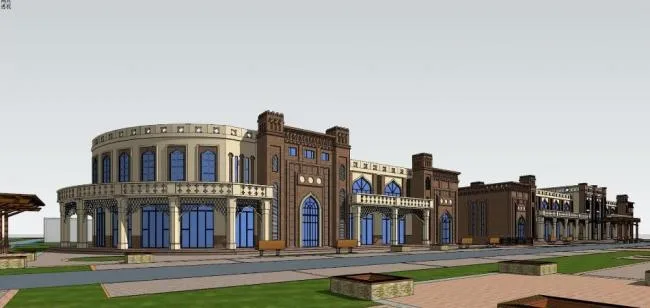 Sketchup商业模型|新疆民俗，多层商业街，伊斯兰风格