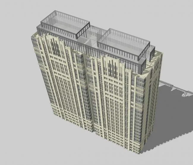Sketchup住宅模型|高层住宅，Artdeco风格，居住建筑