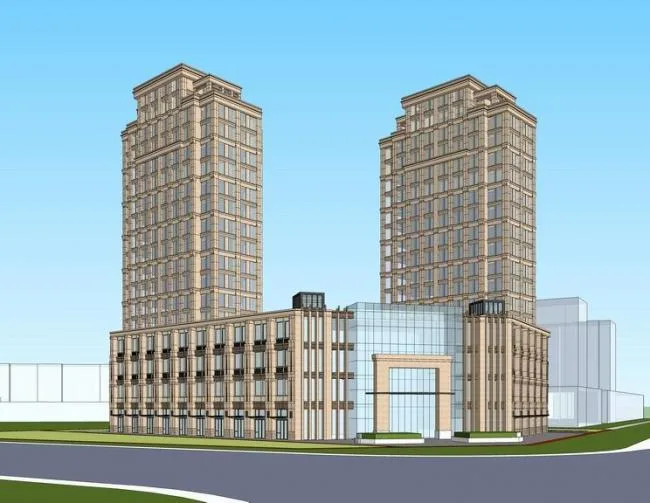 Sketchup住宅模型|高层住宅商住楼，新古典风格，底层商业，居住建筑