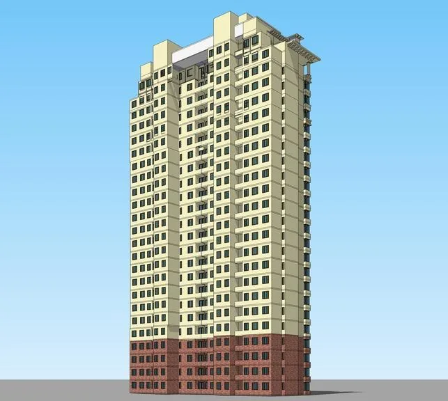 Sketchup住宅模型|高层住宅，西班牙托斯卡纳，古典风格，居住建筑