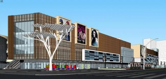 Sketchup商业模型|多层商业广场，商场，现代风格