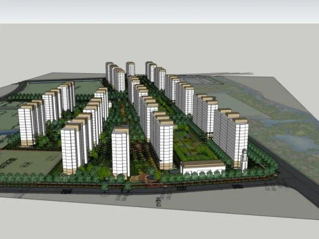 Sketchup住宅模型|多层住宅小区，居住建筑，现代风格
