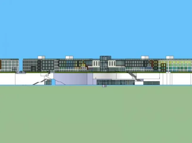 Sketchup办公模型|多层办公园区，下沉，现代风格