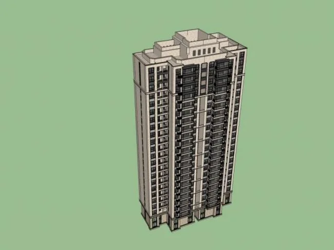 Sketchup住宅模型|高层住宅，居住建筑，新古典风格