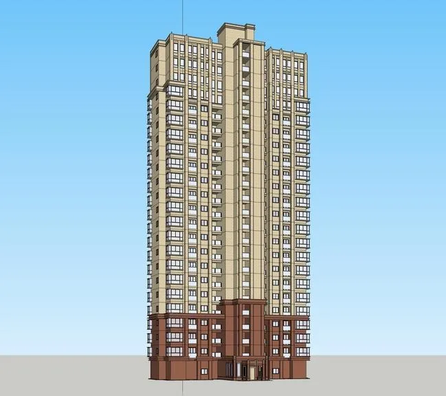 Sketchup住宅模型|高层住宅，新古典风格，居住建筑