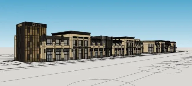 Sketchup商业模型|多层商业街及入口，新古典风格