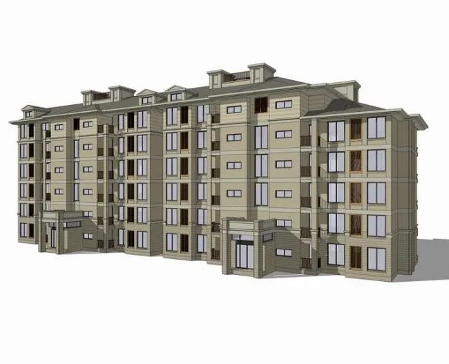 Sketchup住宅模型|简法式多层住宅，古典风格，居住建筑