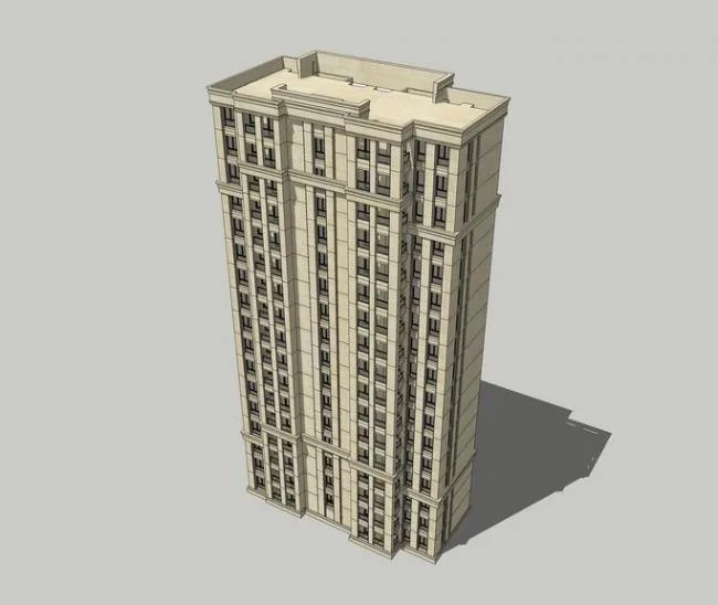 Sketchup住宅模型|高层住宅，居住建筑，新古典风格