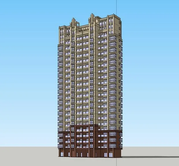 Sketchup住宅模型|高层住宅，新古典风格，居住建筑