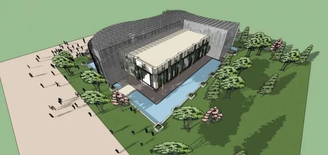 Sketchup商业模型|多层弧形会所，商业建筑，现代风格