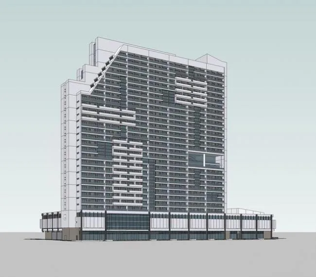 Sketchup住宅模型|商住楼，高层住宅，底层商业，现代风格