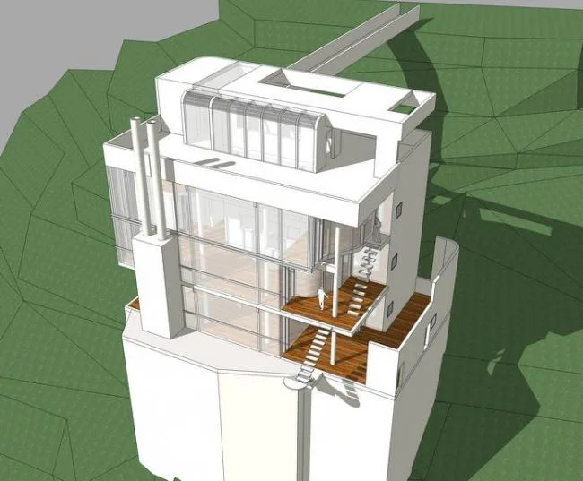 Sketchup住宅模型|山地住宅，多层住宅，居住建筑，现代风格，meier