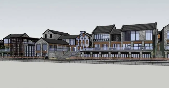 Sketchup商业模型|多层沿河商业街，古建，中式风格