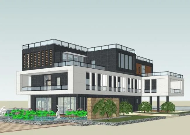 Sketchup商业模型|多层私人会所，商业建筑，现代风格