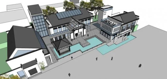 Sketchup商业模型|多层商业会所，新中式风格
