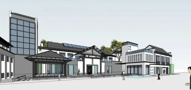 Sketchup商业模型|多层商业会所，新中式风格