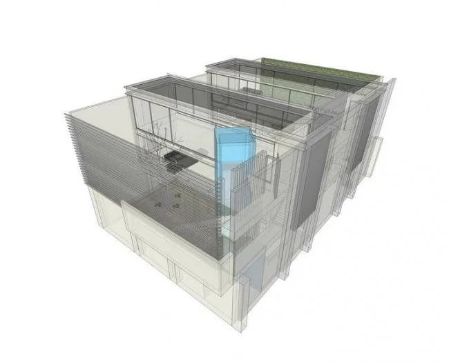 Sketchup住宅模型|坂茂的住宅，多层住宅，现代风格，居住建筑