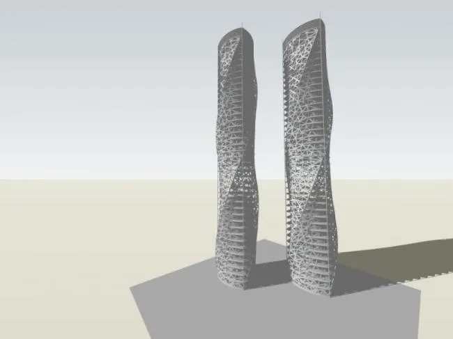 Sketchup办公模型|超高层办公楼，现代风格