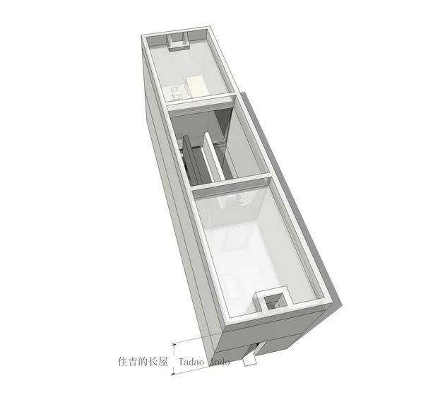 Sketchup住宅模型|住吉的长屋，多层住宅，居住建筑，现代风格