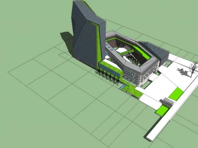 Sketchup办公模型|高层办公楼，现代风格