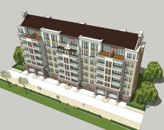 Sketchup住宅模型|多层住宅，居住建筑，西班牙风格，新古典风格