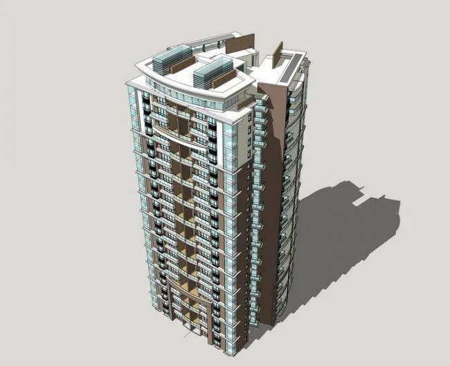 Sketchup住宅模型|高层住宅，居住建筑，现代风格