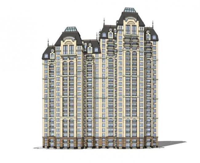 Sketchup住宅模型|高层住宅小区，居住建筑，古典风格，法式风格