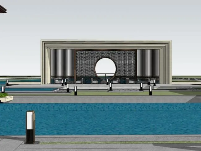 Sketchup商业模型|多层会所，商业建筑，中式风格