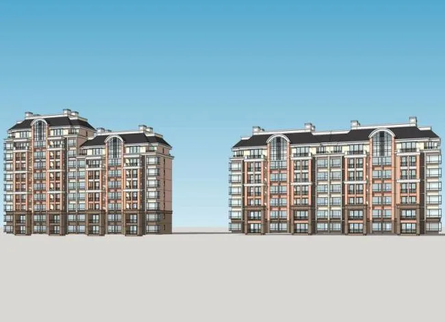 Sketchup住宅模型|多层住宅，居住建筑，法式风格，新古典风格